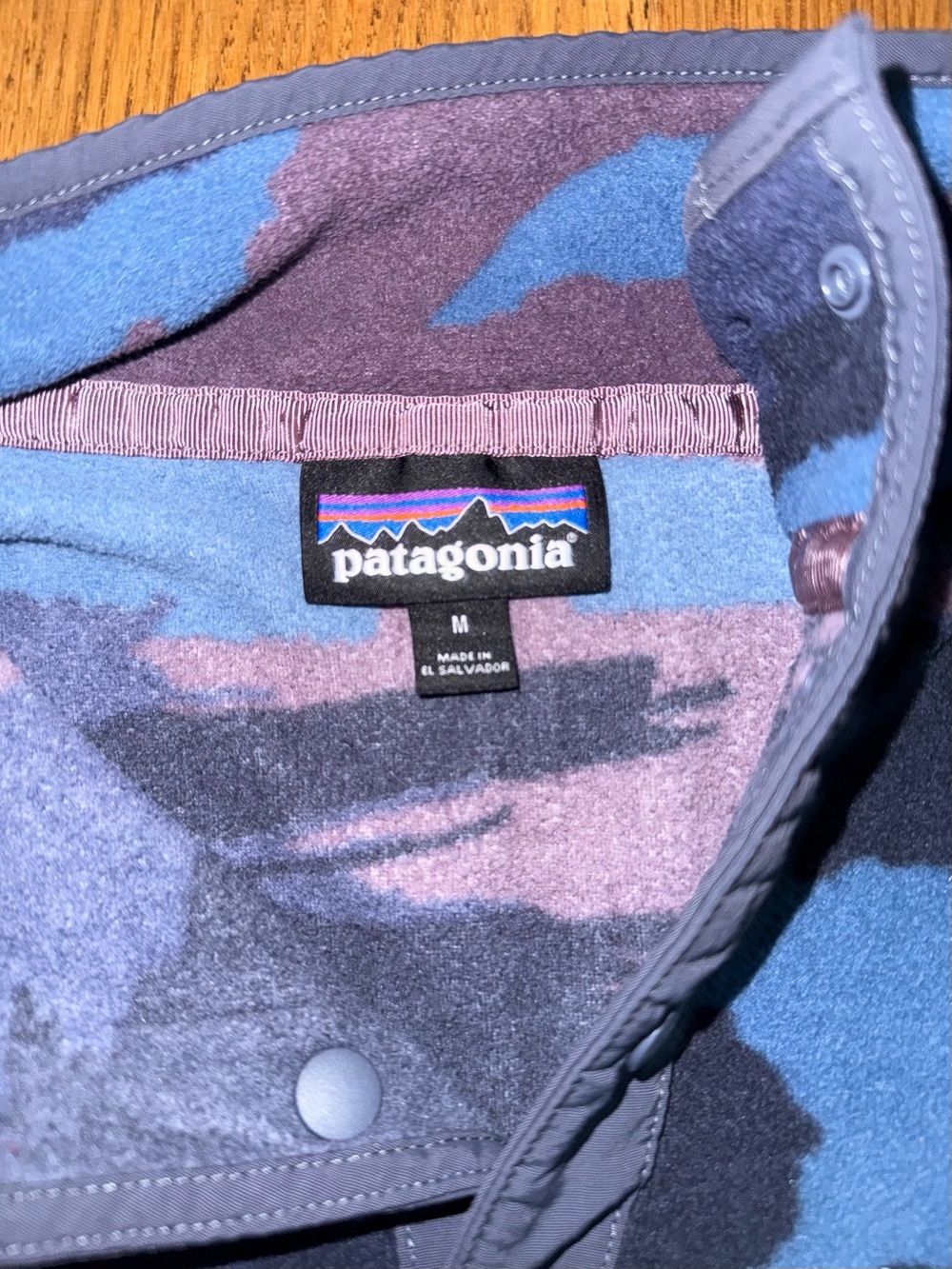 Patagonia Synchilla Blue Navy Camouflage Snap-Up Fleece Pullover - Picture 2 of 3